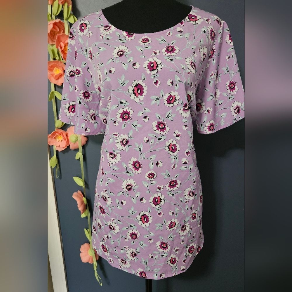 Lane Bryant Floral Flutter Sleeve Top Plus Size 16W
